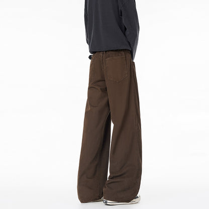 Retro Brown Patchwork Flared Cotton Pants