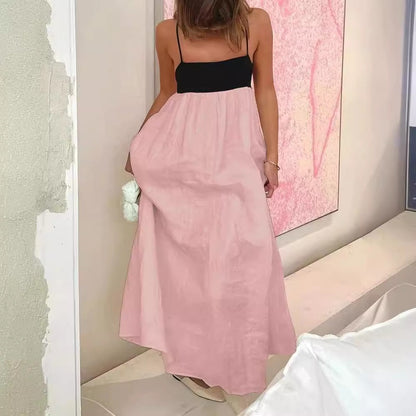 Zomerse casual tube top jurk met contrasterende kleuren