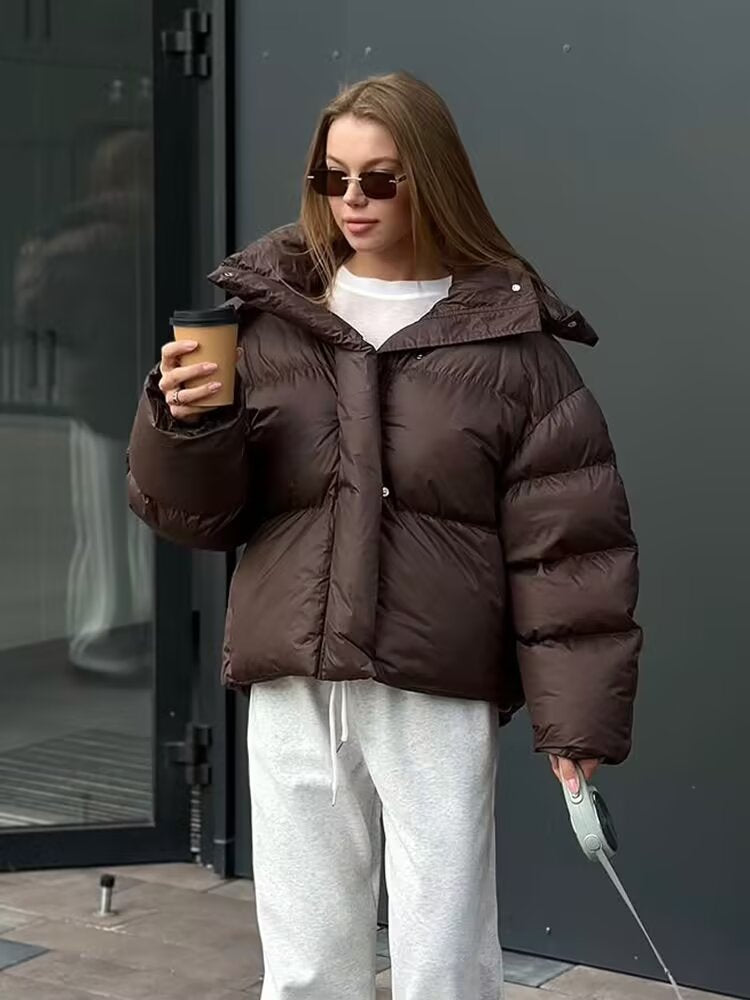 Womens Casual Hooded Cotton Jacket