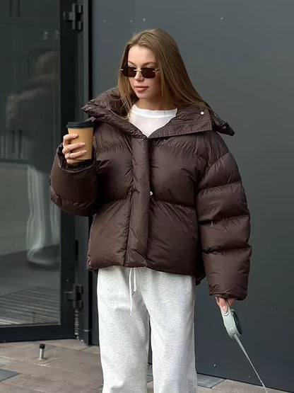 Womens Casual Hooded Cotton Jacket