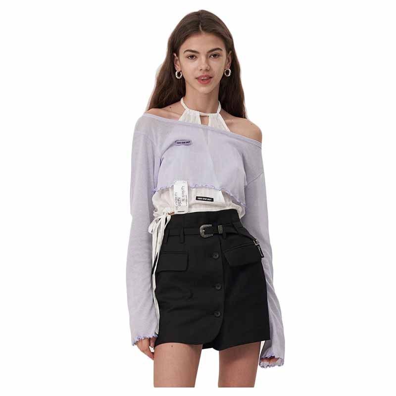 Mesh blouse met top set