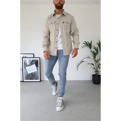 Men's Casual Long Sleeve Slim Fit Cotton Shirt