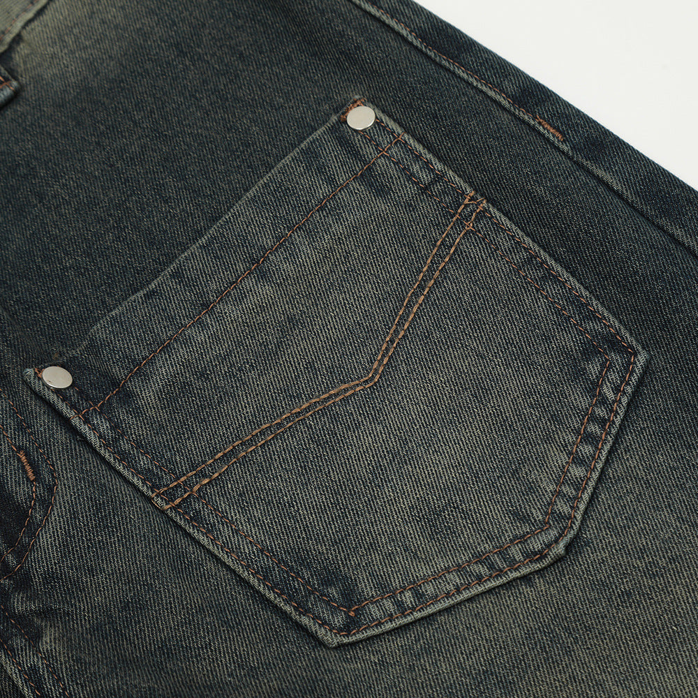 Washed gradient denim work pants