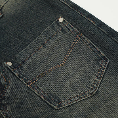 Washed gradient denim work pants
