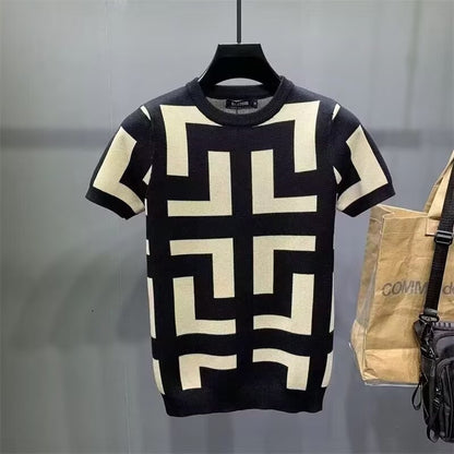 Short sleeved knitted upper garment summer T-shirt