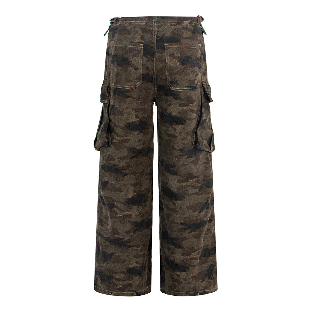 Geplooide camouflage cargo broek voor dames