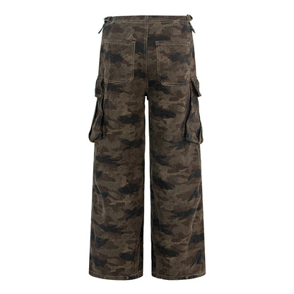 Geplooide camouflage cargo broek voor dames