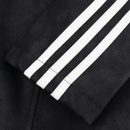 Losse Amerikaanse street winddichte Unisex PU-leren jas met rits/sterren versieringen