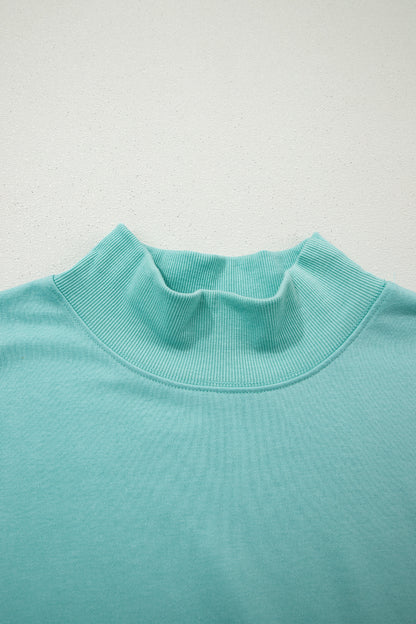 Effen top met hoge hals en korte mouwen osvallend model