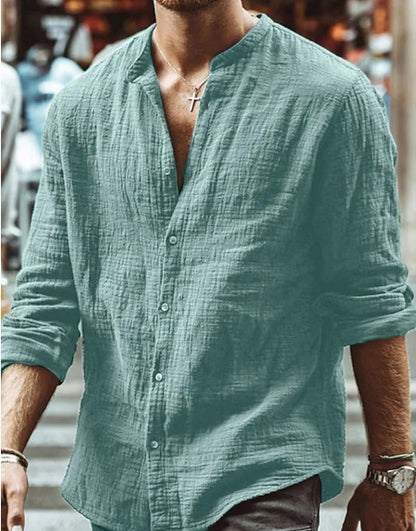 Herenoverhemd met lange mouwen en knoopjes