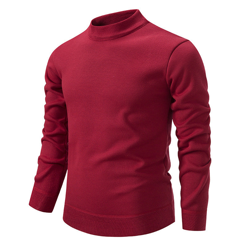 Men's Thickened Fleece-Lined Crew Neck Knit Sweater Autumn Winter
