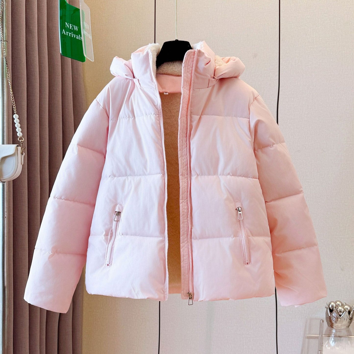 Womens Winter Hooded Short Puffer Jacket