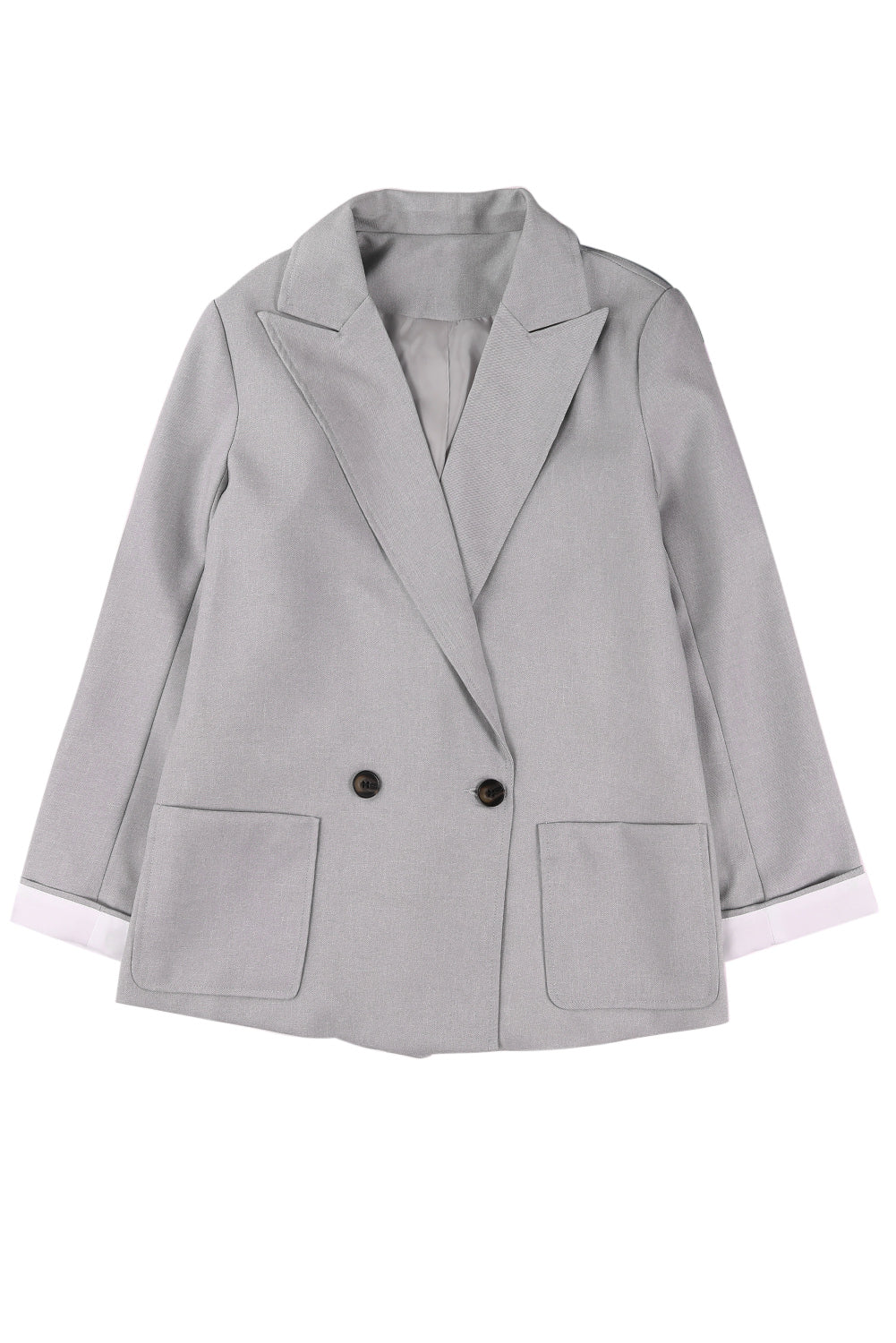 Apricot Buttoned Lapel Collar Blazer with Pocket