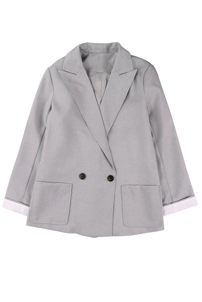 Apricot Buttoned Lapel Collar Blazer with Pocket