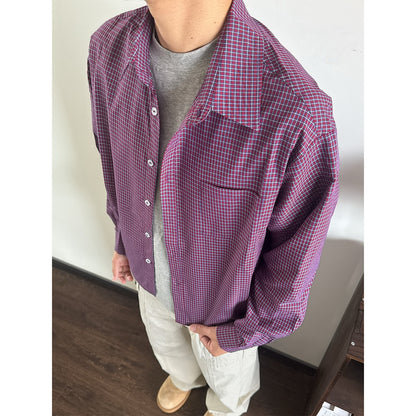 Cleanfit Men's Long Sleeve Plaid Shirt American Retro Cardigan Jacket