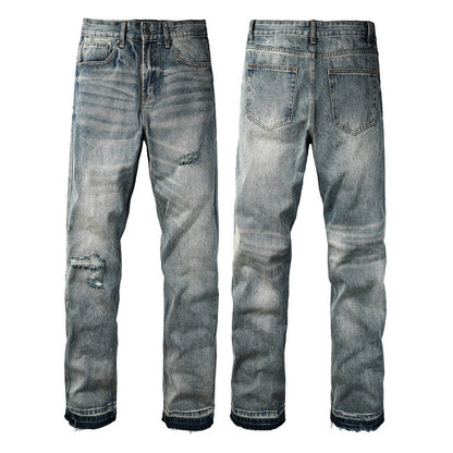 Men's Distressed Straight Denim Pants