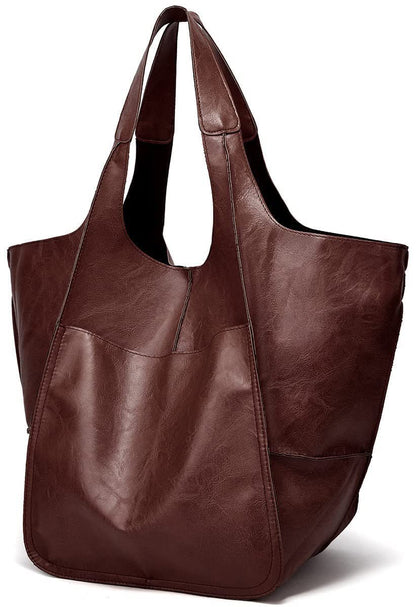 Simple Soft Leather Large Capacity Shoulder Hand Tote Bag