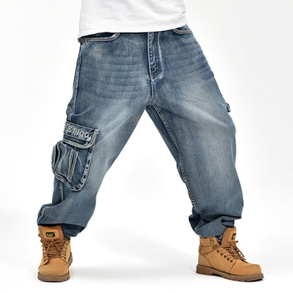 059 European and American fashion autumn and winter New loose plus size fat guy hip hop plus size skateboarding pants