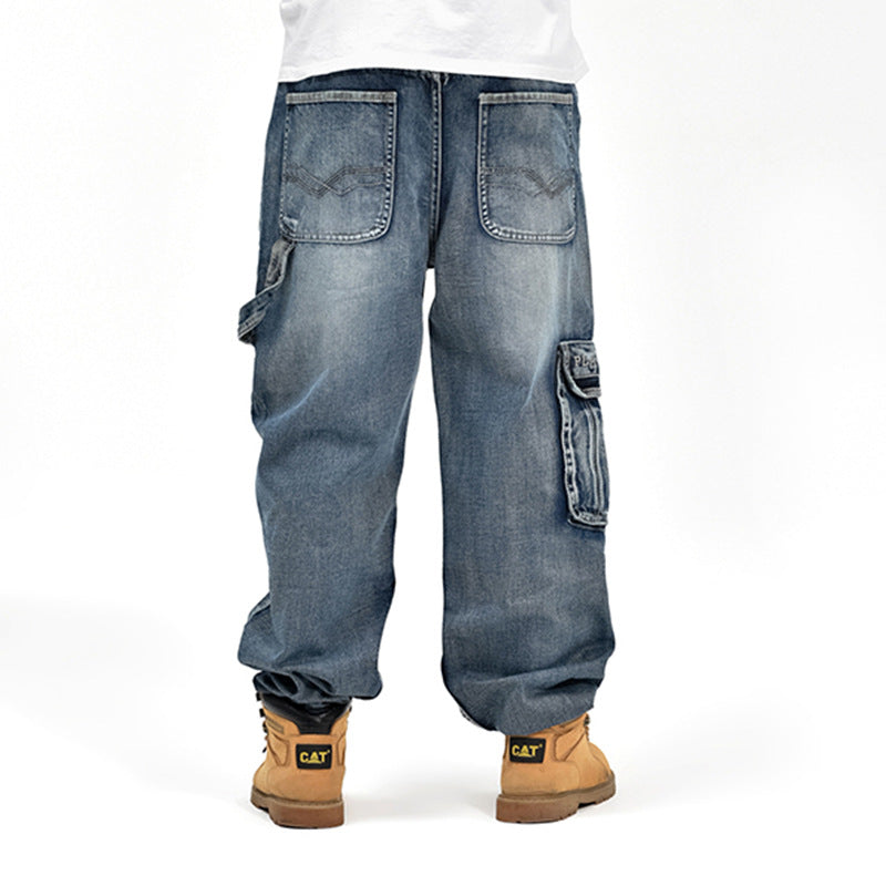 059 European and American fashion autumn and winter New loose plus size fat guy hip hop plus size skateboarding pants