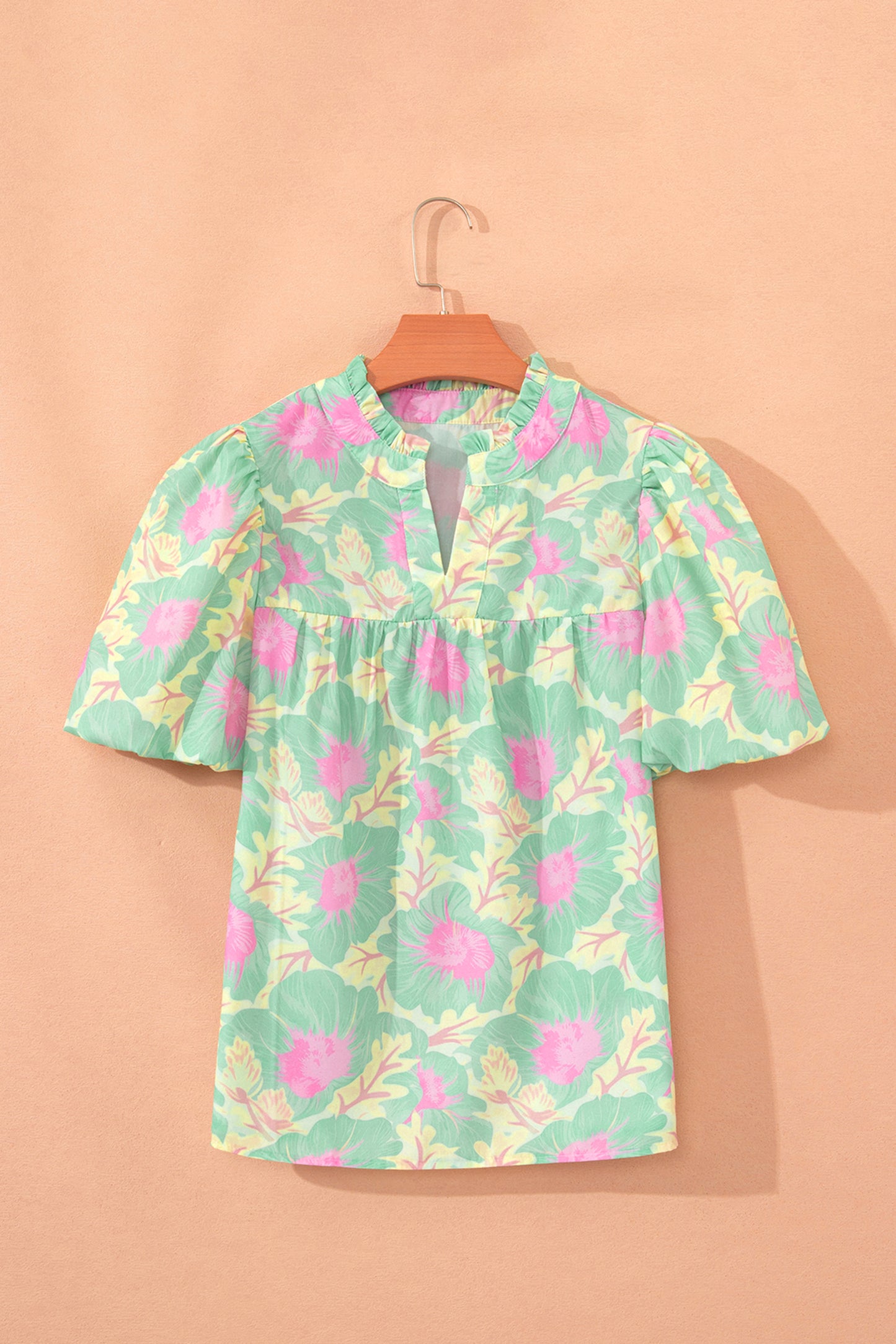 Zomerblouse met korte pofmouwen en bloemenprint
