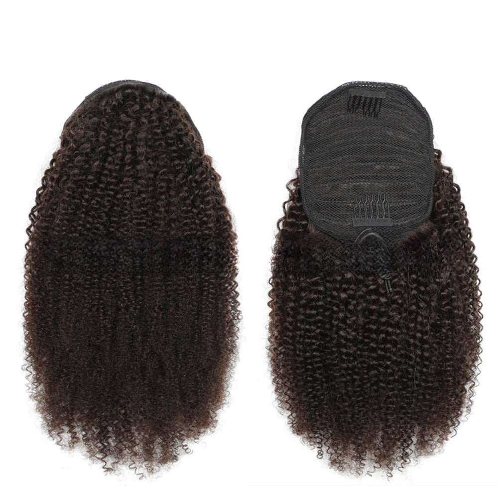 Real hair drawstring ponytail
