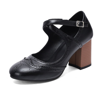 Cross Buckle Burned Shoes