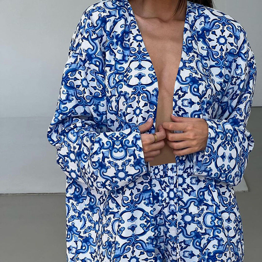 Long sleeved shorts and pajamas two-piece set
