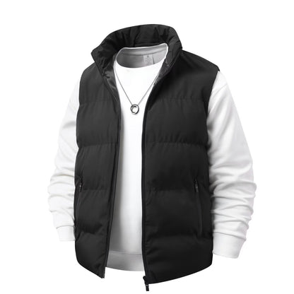 Style Simple Solid Color Fleece-Lined Warm Loose Fit Men's Vest