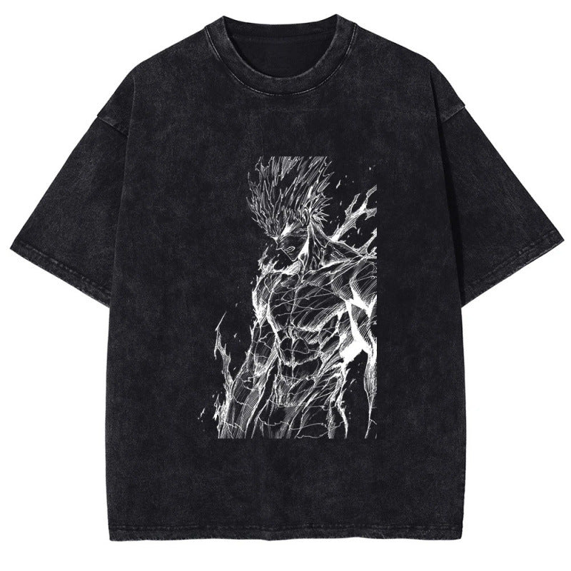 Summer Hot Selling One Punch Man AnimePrinted T-Shirt Summer Cotton Washed Vintage Short Sleeve