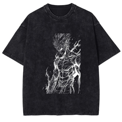 Summer Hot Selling One Punch Man AnimePrinted T-Shirt Summer Cotton Washed Vintage Short Sleeve