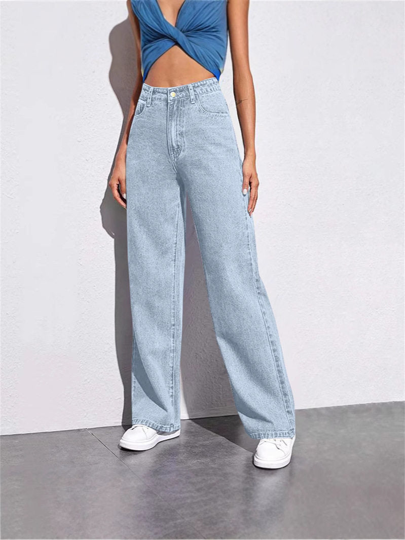 Loose-fitting wide-leg straight-leg pants