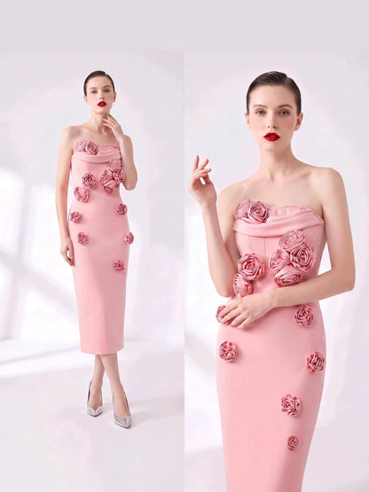 Strapless Floral Dress