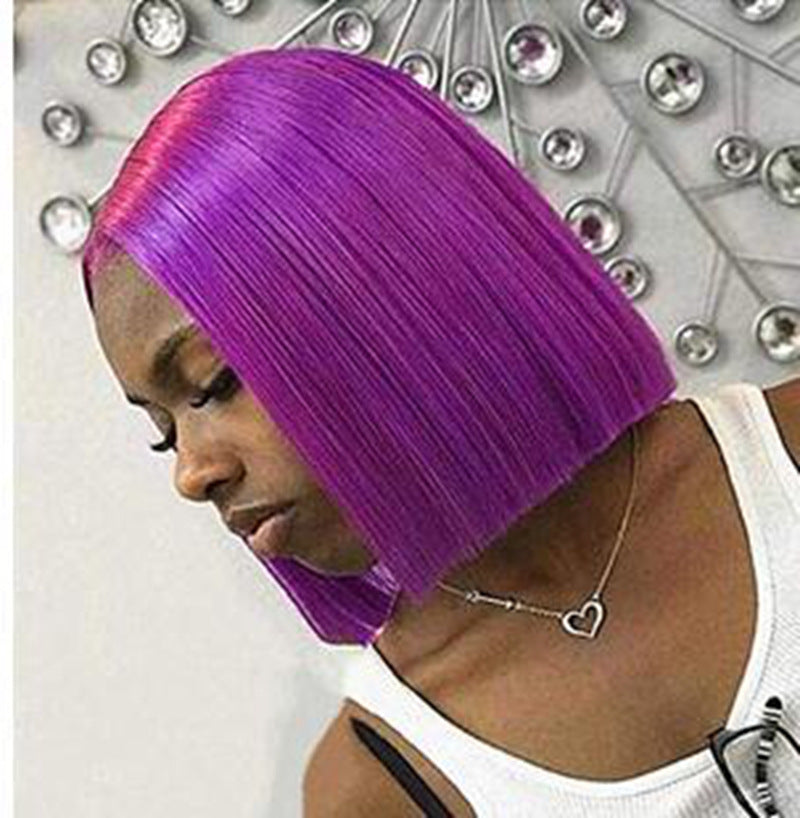 Paarse synthetische bob lace wig