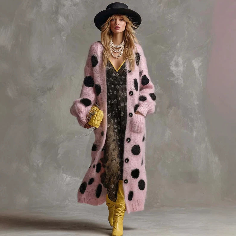 Women's long-sleeved knitted cardigan coat