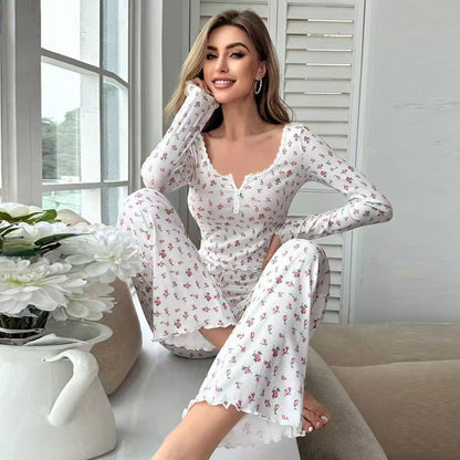 Floral Print Long Sleeve Pajama Set