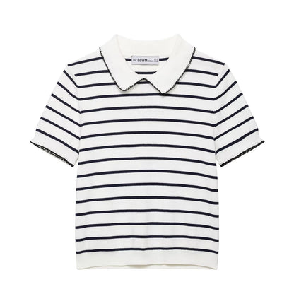 Versatile collar casual knitted top