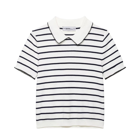 Versatile collar casual knitted top