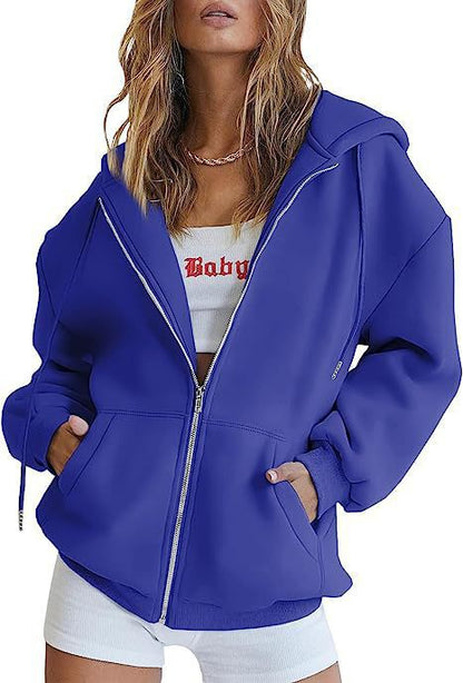 Long-sleeved hooded sweater-style women's coat