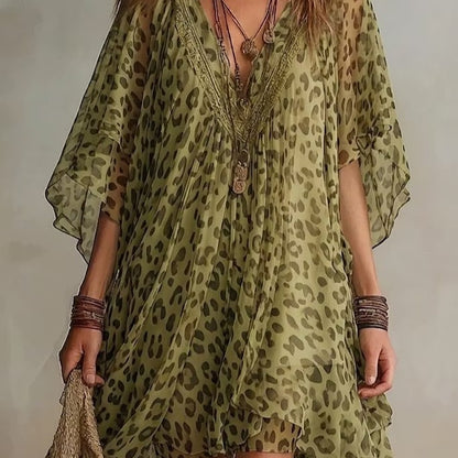 Womens V-Neck Chiffon Dress