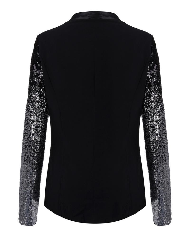 Dames zilver zwart pailletten blazer