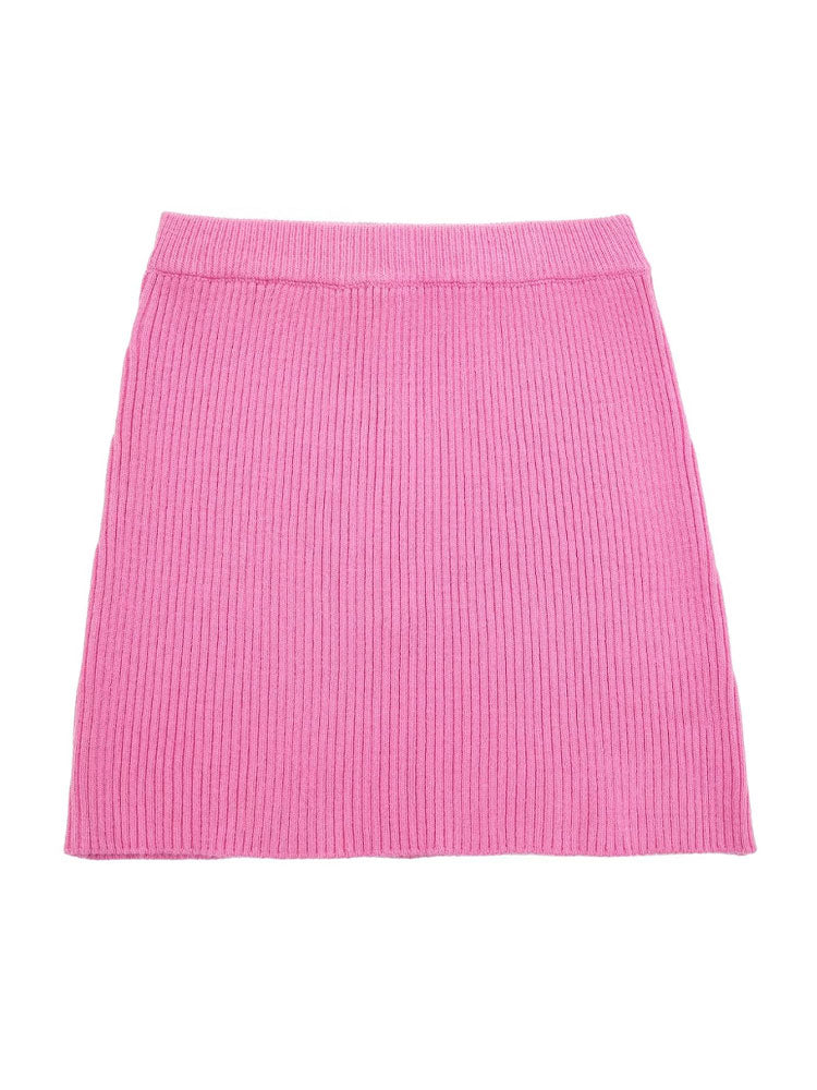 Women Fashion Loose Turtleneck Knit Sweater And High Elastic Waist A Line Mini Skirts Female Two Piece Sets