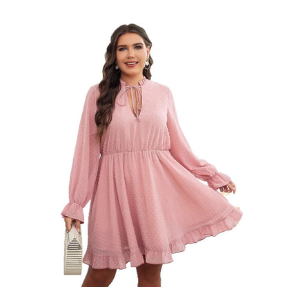 Plus Size Dress Spring Summer Women's Clothing Vacation Casual Loose High Waist Dress