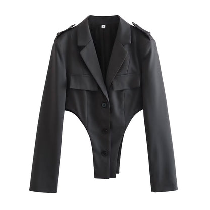 Hollow Out Blazer Top + Suit Pants for Women