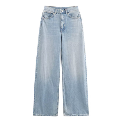 Women's High-Waist Wide-Leg Casual Denim Jeans
