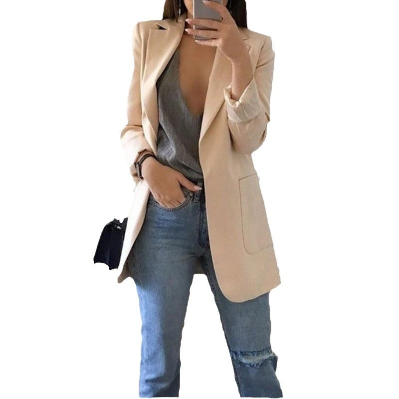 European and American fashion collar slim fit cardigan temperament suit jacket for women