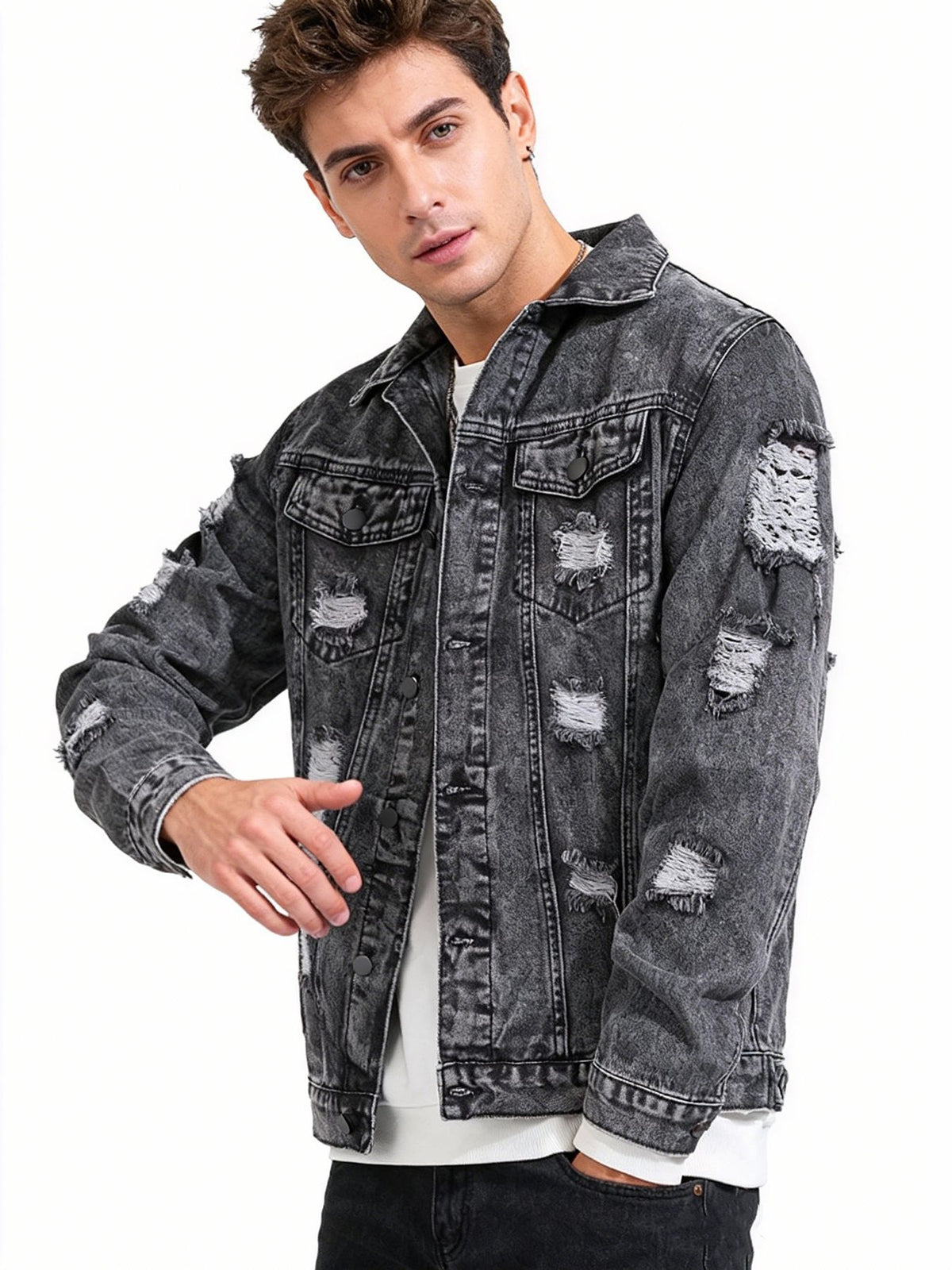 Men's Snowflake Washed Denim Jacket