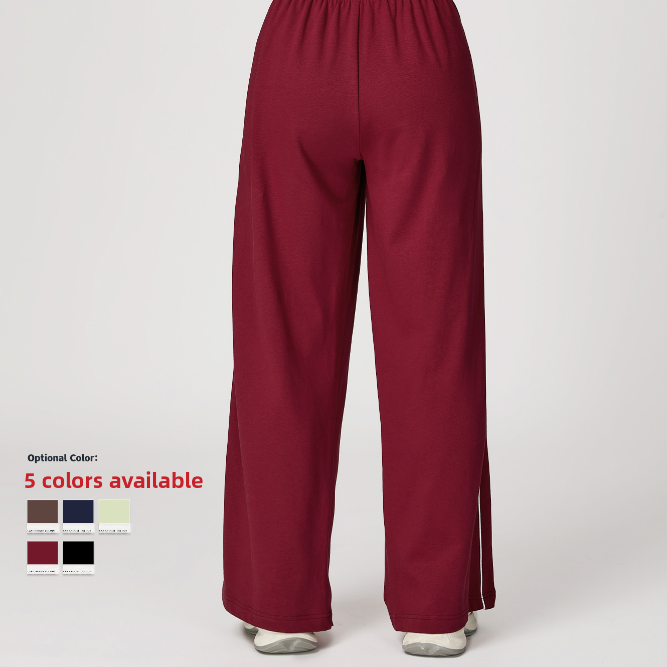 Contrasting Color Sports Sweatpants Loose High Waisted Straight Pants with Pockets