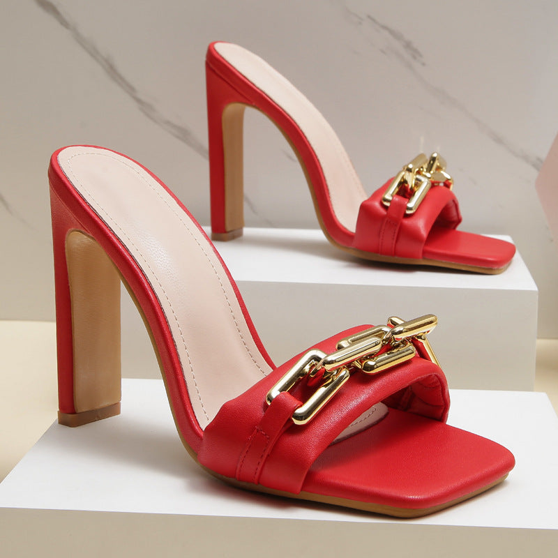 High Heeled Sandals Women Wear With Chain Fish Mouth Stiletto Heels European And American Sandals And Slippers
