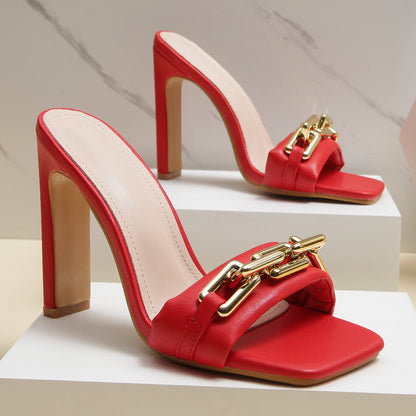 High Heeled Sandals Women Wear With Chain Fish Mouth Stiletto Heels European And American Sandals And Slippers
