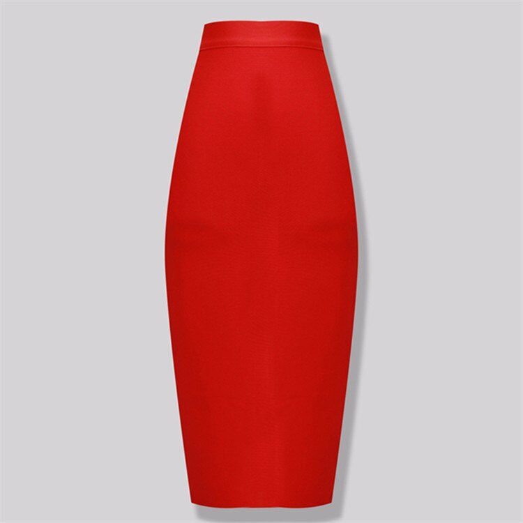 Sexy Bandage Midi Rok met Ritssluiting en Split
